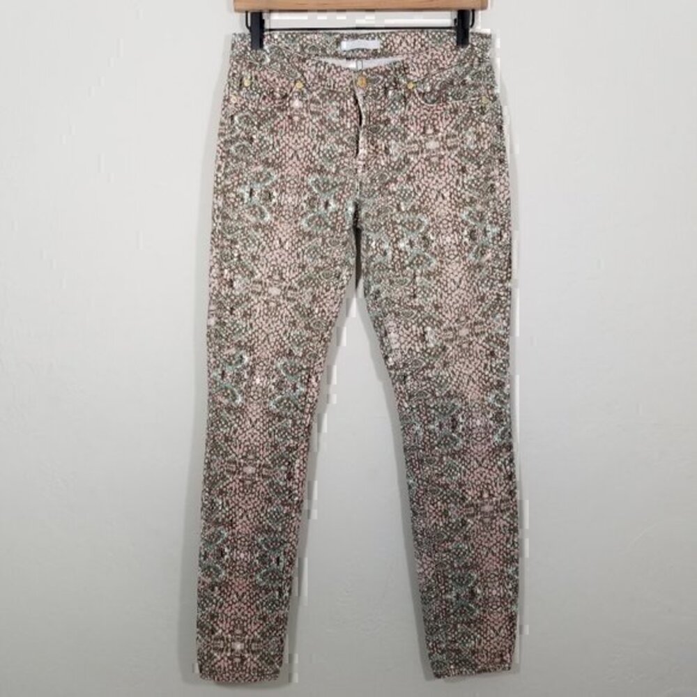 7 For All Mankind Print Stretch Skinny Jeans Size 27